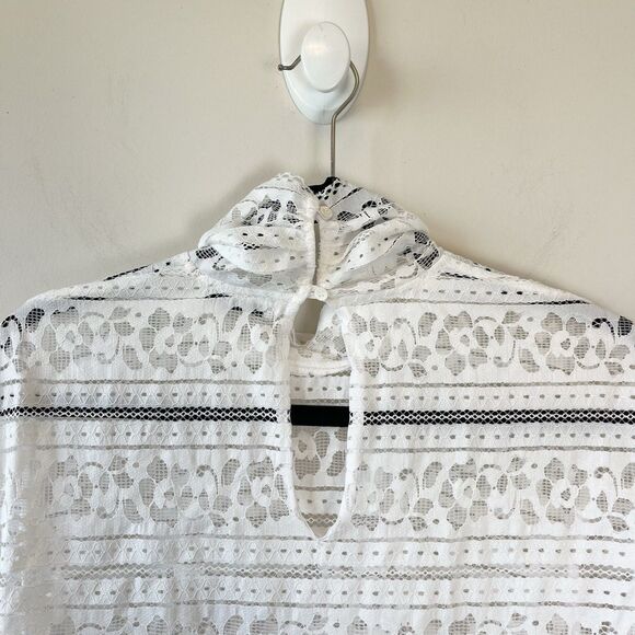 Sandro Paris Hamia White Floral Lace Blouse High Neck Quiet Luxury Size 1/Small - Picture 8 of 16